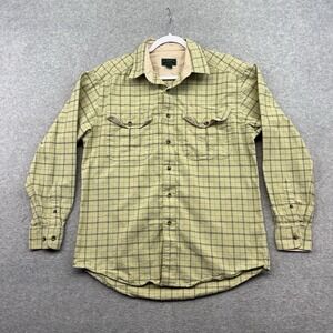 Vintage CC Filson Guide Shirt Men's Medium Yellow Button Plaid Flannel Outdoors